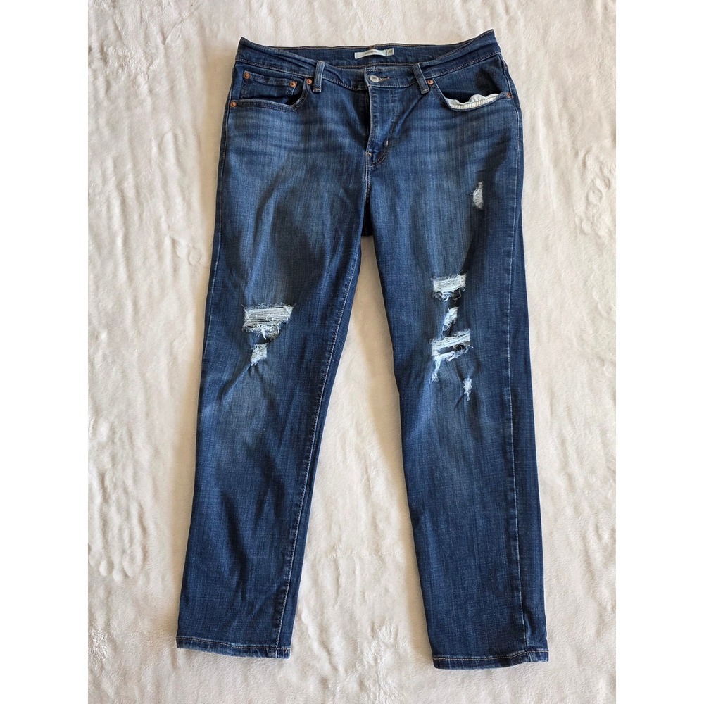 Levi's Boyfriend Jeans Medium Wash Distressed Denim Size 30‎